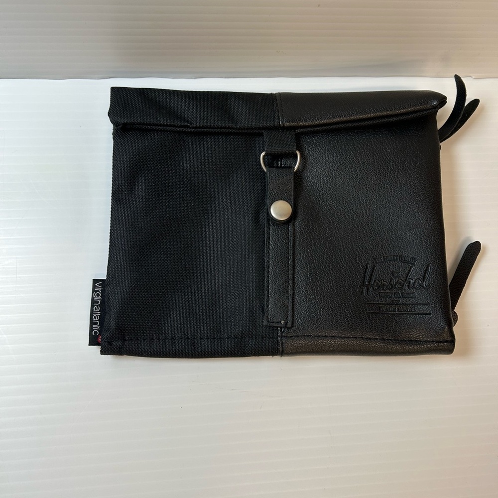Virgin Atlantic First Class Herschel Leather Amenity Case Black & Purple